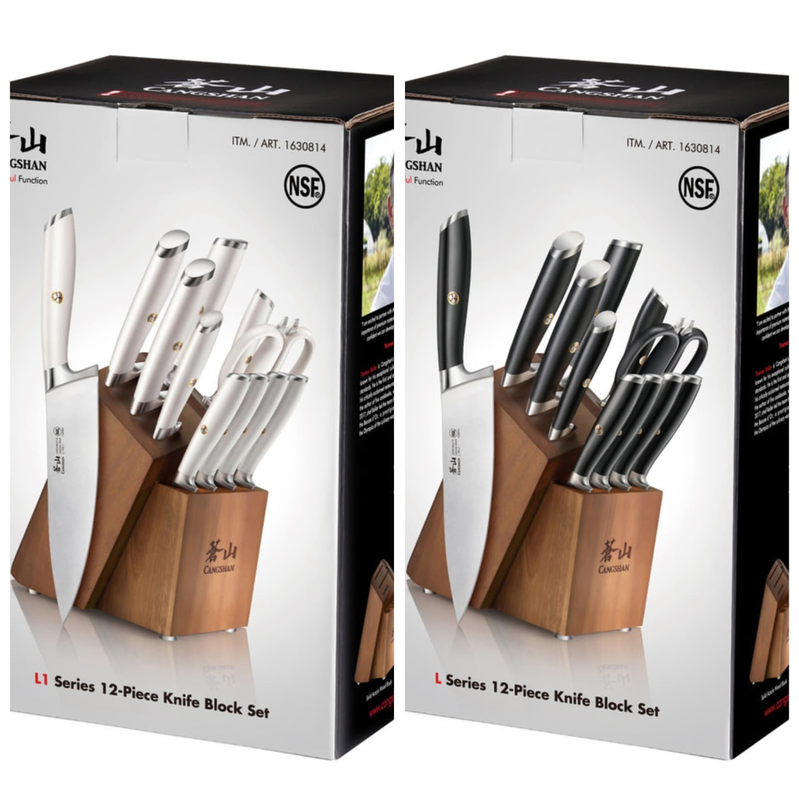 L & L1 Series 12-Piece Knife Block Set with 4 Steak Knives, Forged German Steel