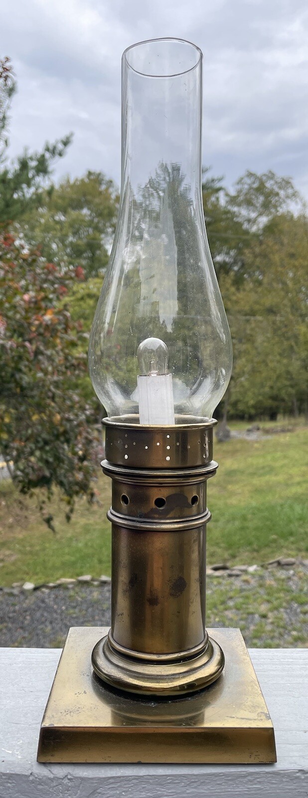 Vintage Brass Lamp Lantern Nautical Lighting Mid-Century Deco Design