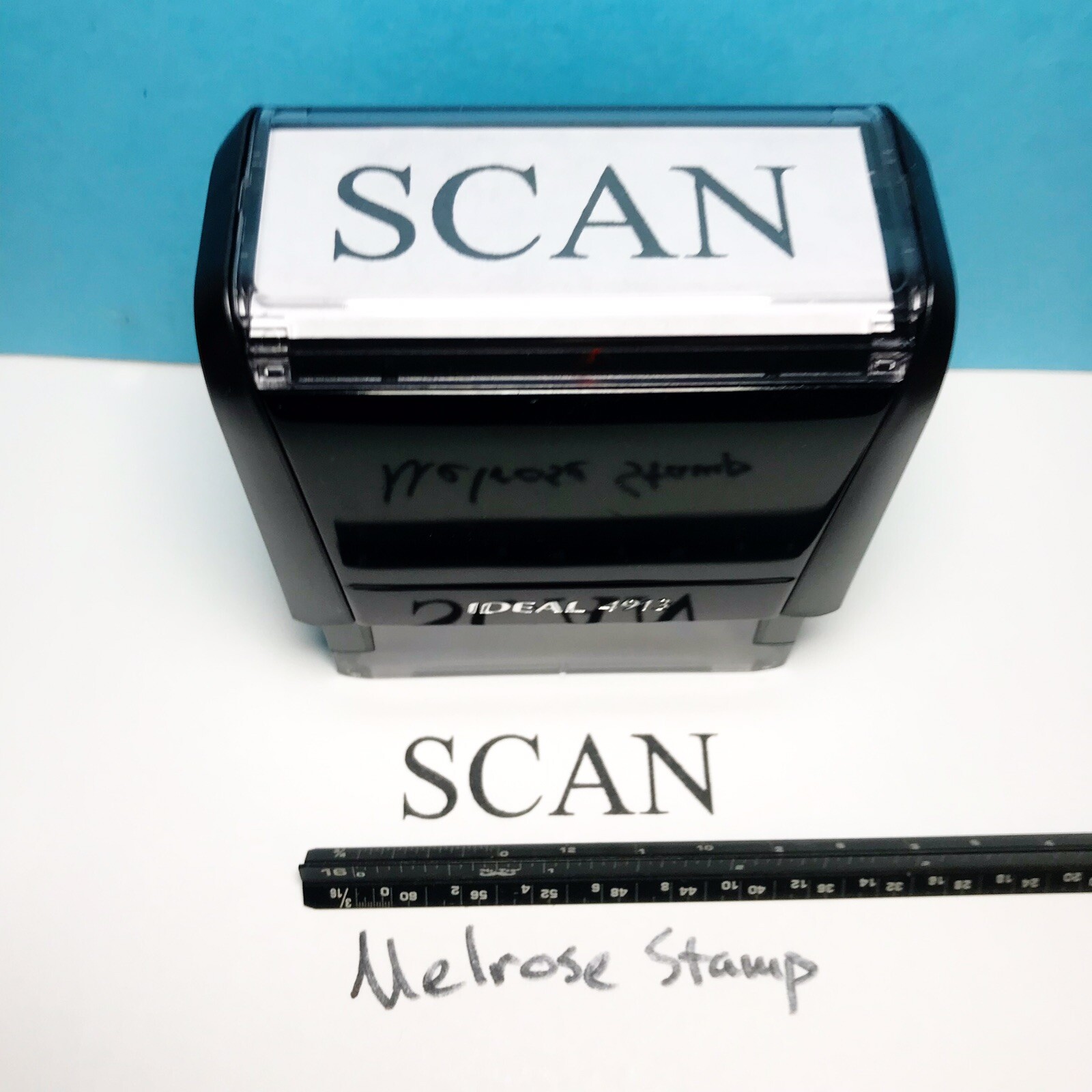 Scan Rubber Stamp Black Ink Self Inking Ideal 4913
