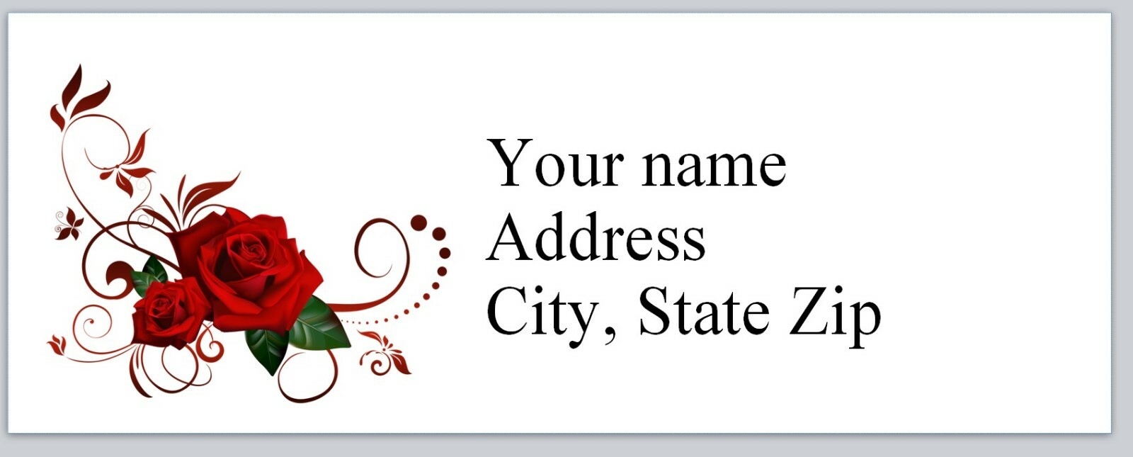Personalized Address labels Red Roses Border Buy 3 get 1 free (p 62)