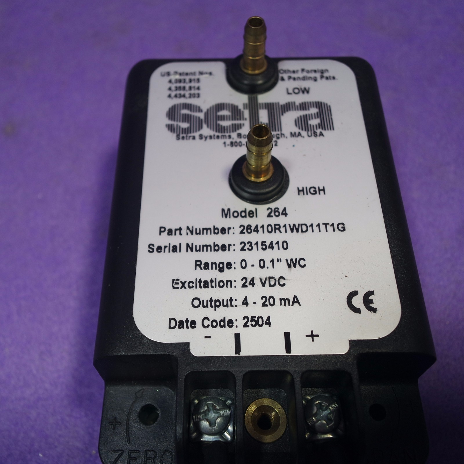 SETRA 264 Differential Pressure Transducer, USED