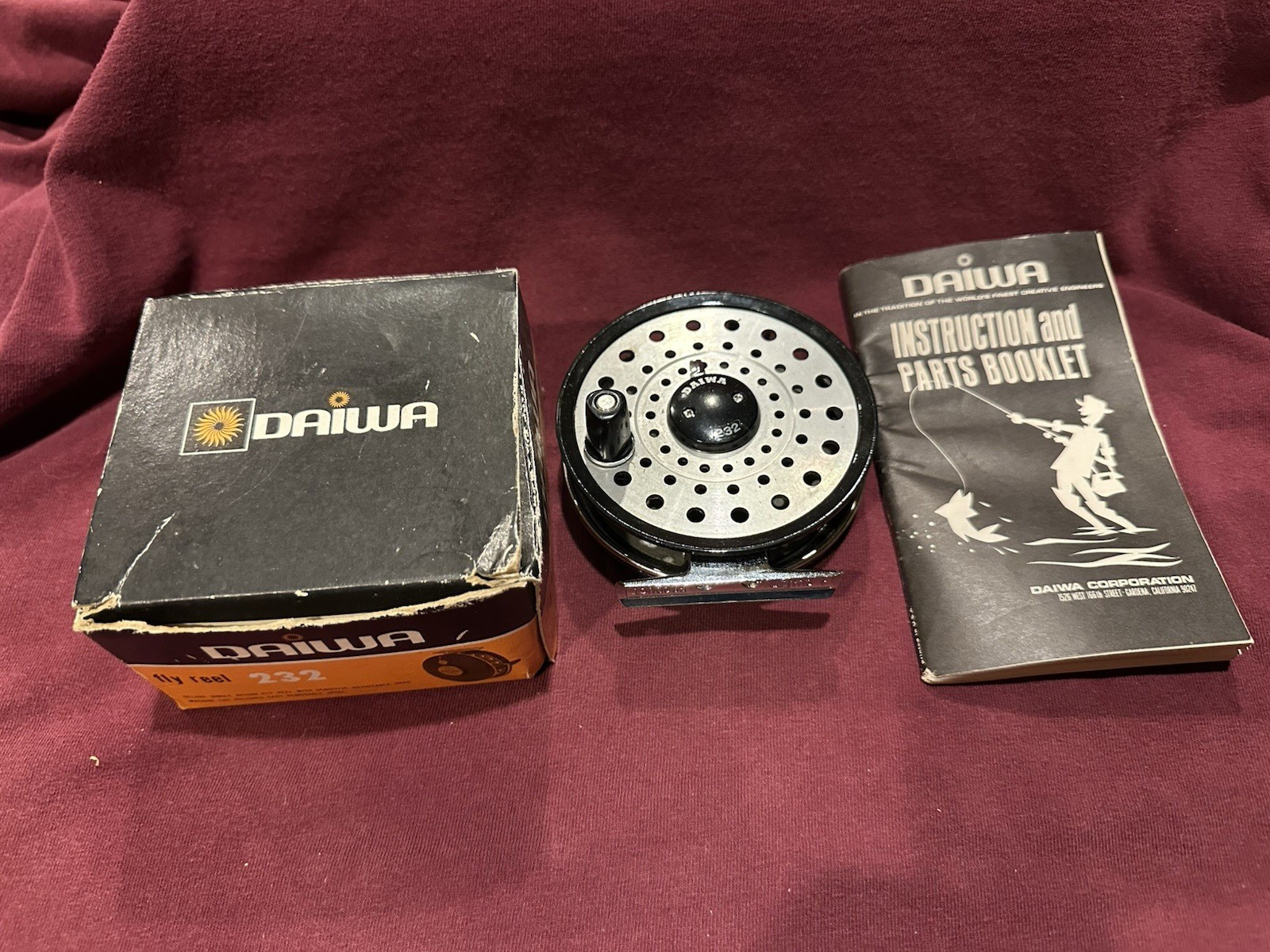 Vintage Daiwa 232 Fly Fishing Reel With Box + Instruction & Parts Booklet