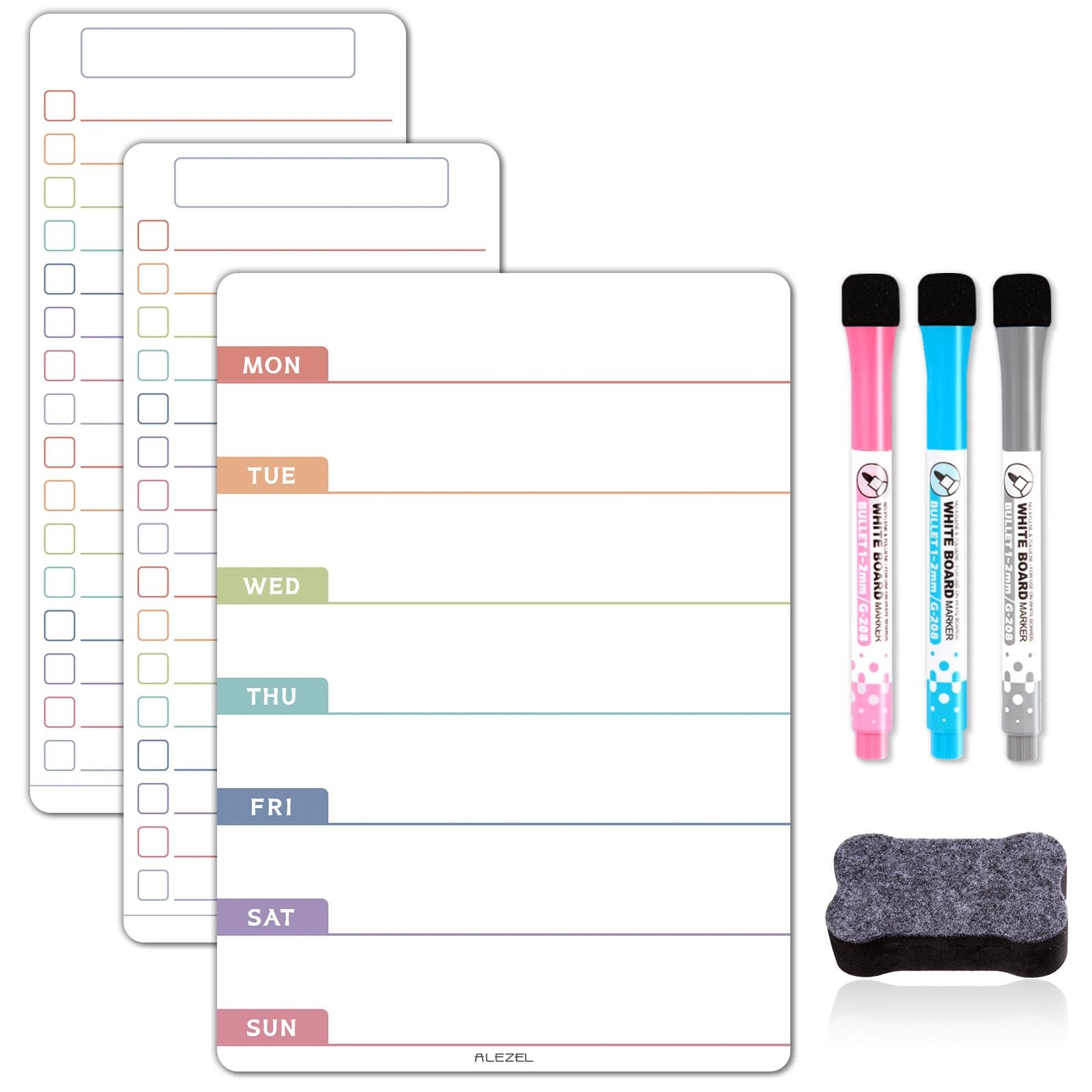 ALEZEL Magnetic Weekly Calendar for Refrigerator, Magnetic Menu Board Set for Fr