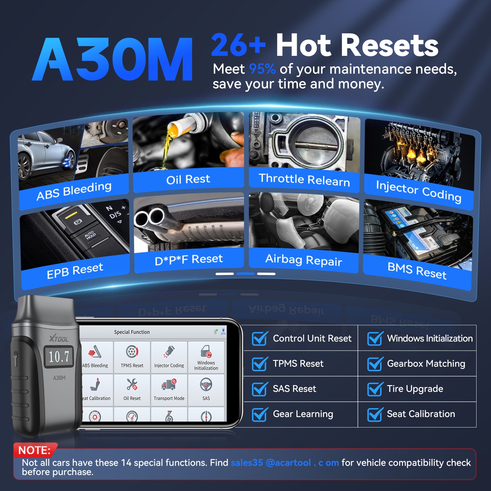 XTOOL A30M V2.0 Bidirectional OBD2 Scanner All System Diagnostic Tool 26+ Resets