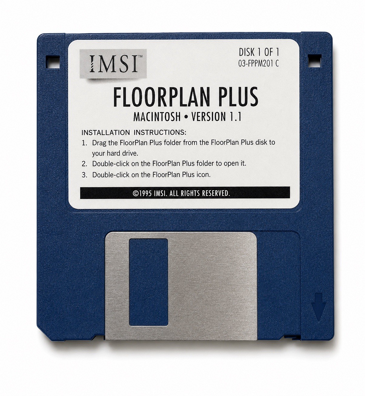 Vintage Macintosh FloorPlan Plus v1.1 IMSI Software 3.5 Floppy Mac Classic SE Lc
