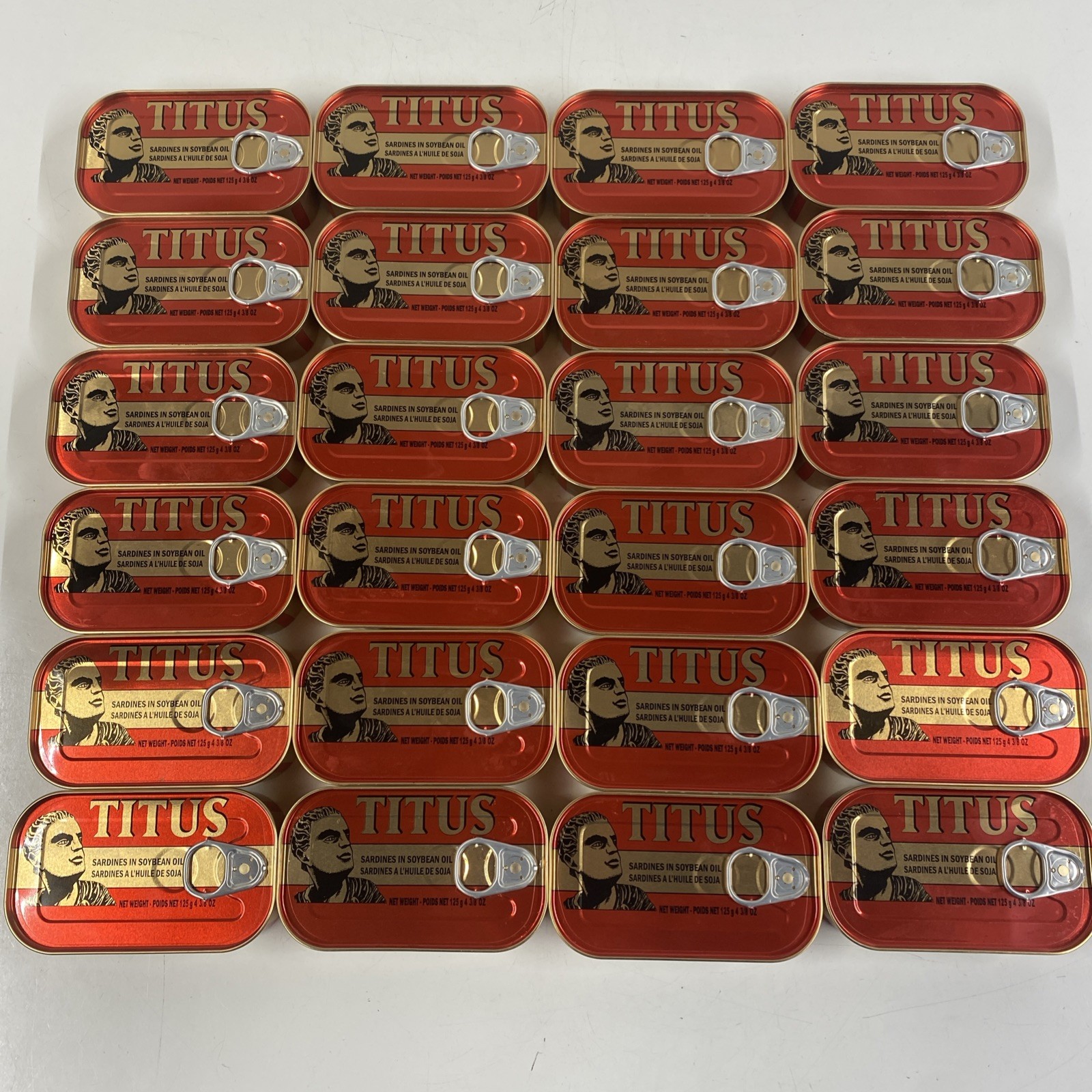 LOT x24 TITUS Sardines In Soybean Oil HALAL  ORIGINAL 125g Can **BB 8/2029**