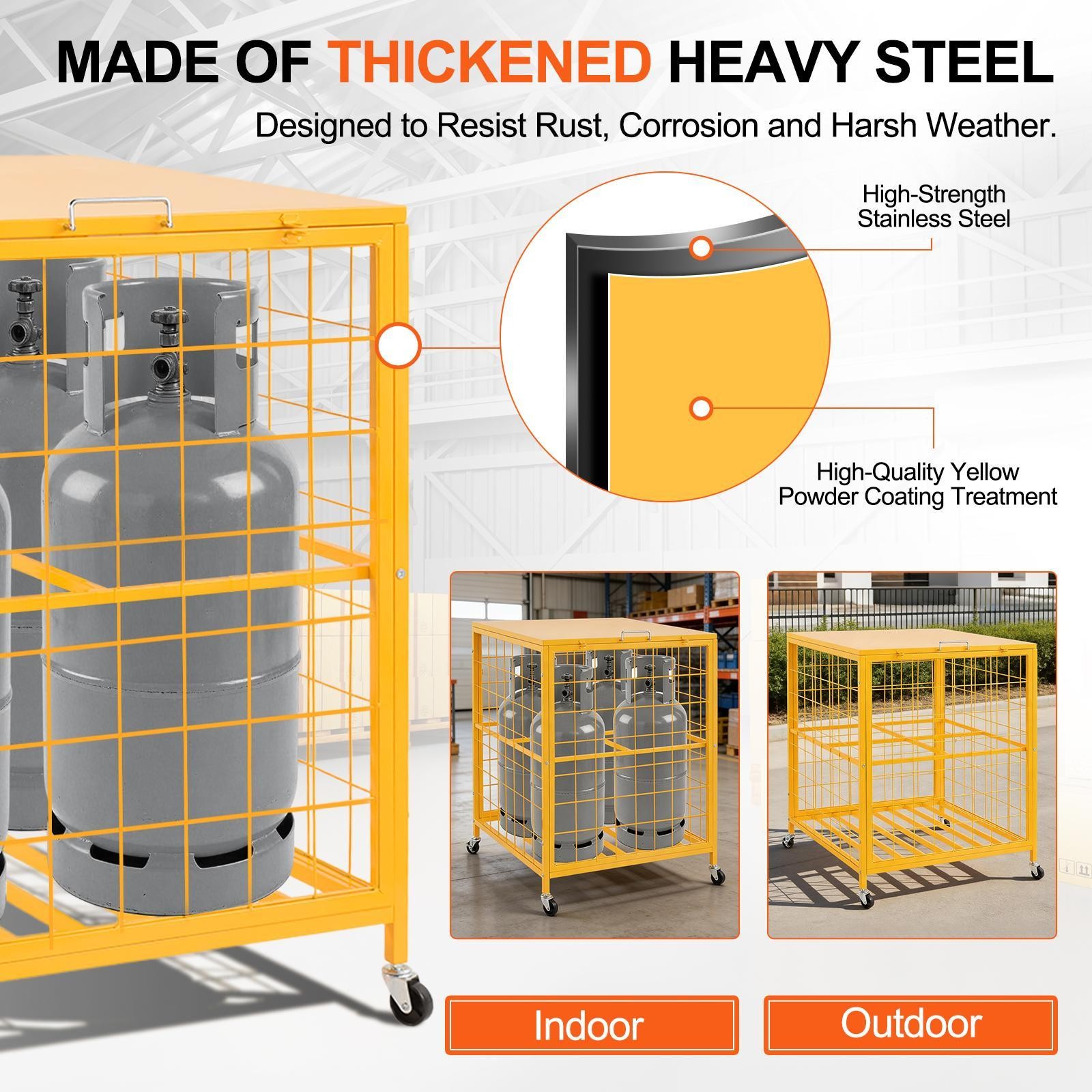Horizontal Cylinder Storage Cabinet 4x33lb Capacity Propane Storage Cage