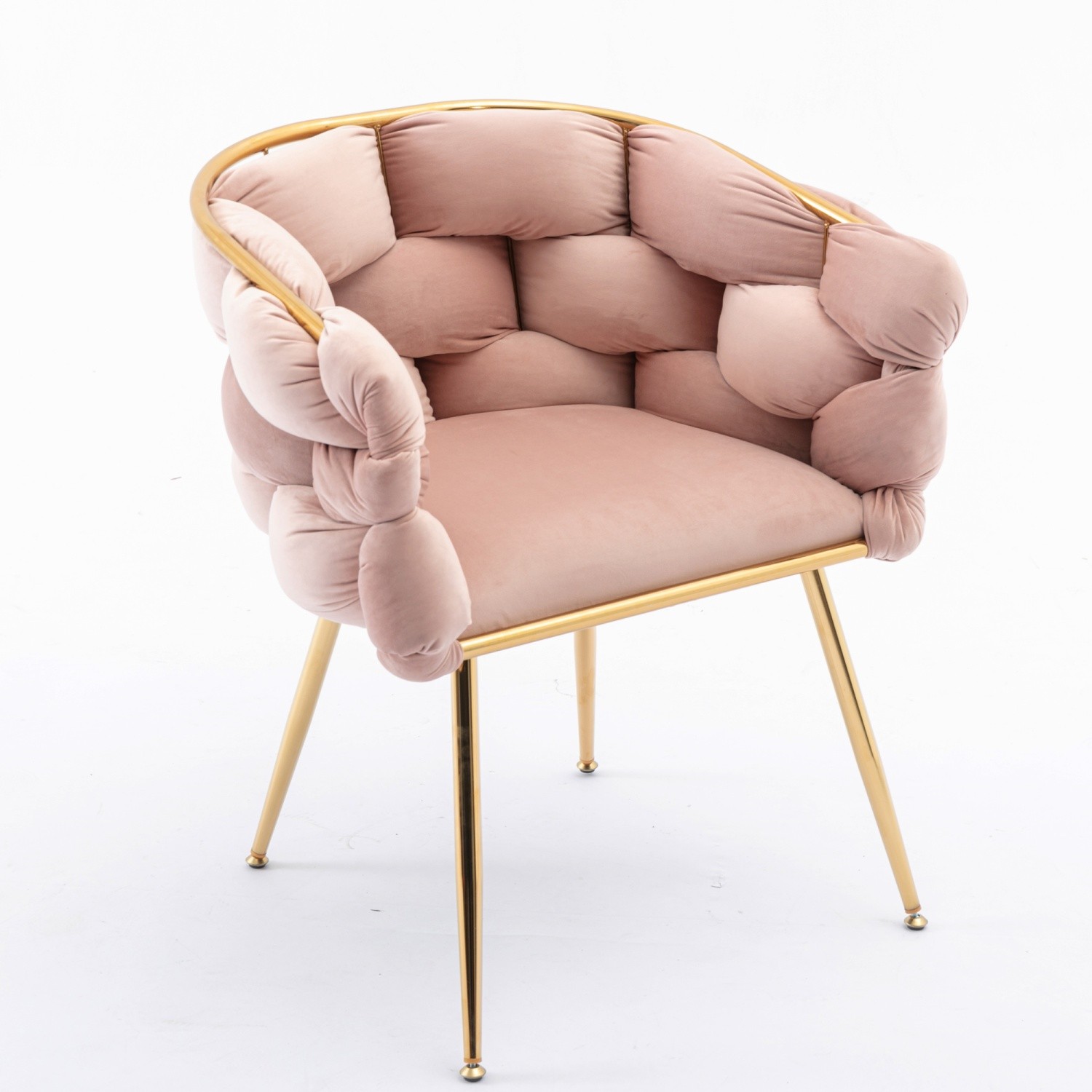 Set of 2 Velvet Accent Chairs Modern Lounge Chairs with Metal Frame for Bedroom