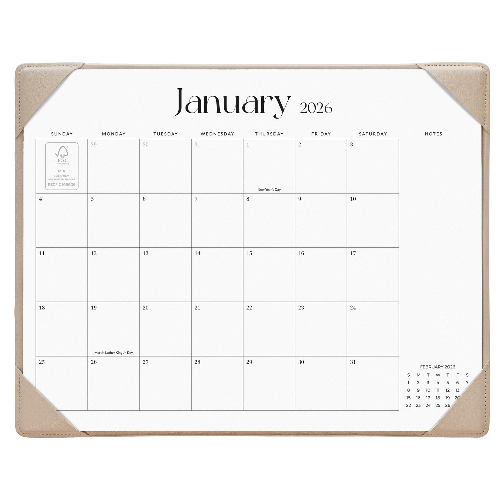 Cabbrix Desk Calendar 2026 with Desktop Mat, Simplified Medium Desk Pad Calen...