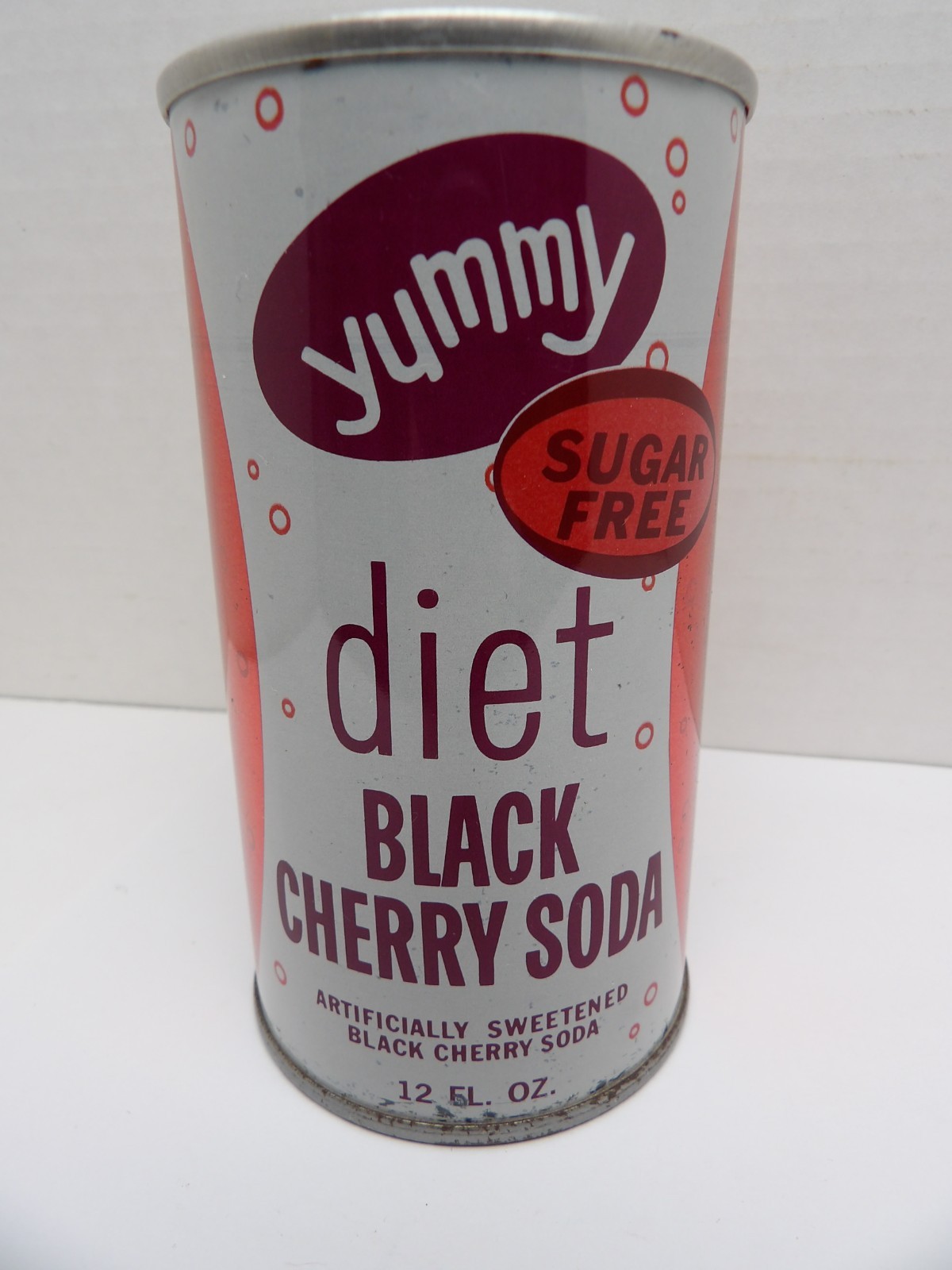 YUMMY DIET BLACK CHERRY STRAIGHT STEEL PULL TAB SODA POP CAN MELROSE PARK ILL