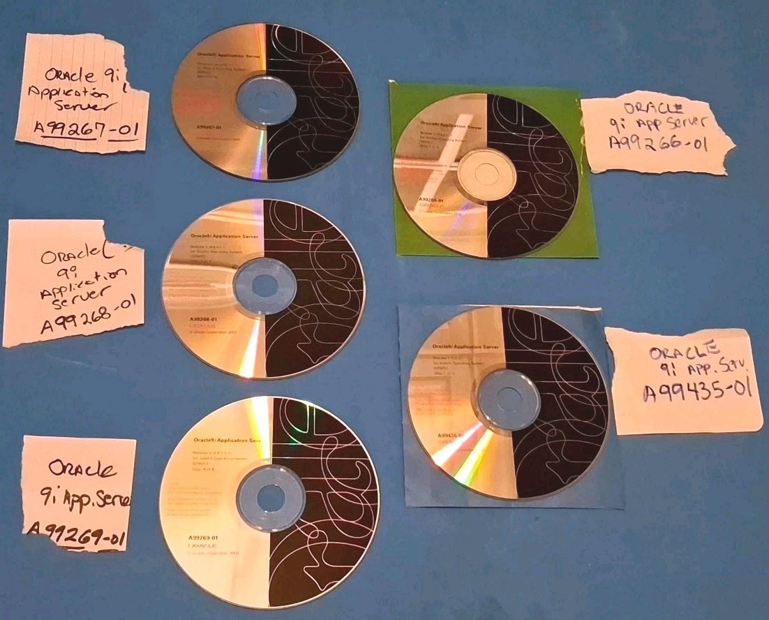 Oracle 9i Application Server 5 Disc Set Bundle SPARC Only A99266-69 + 1 extra Cd