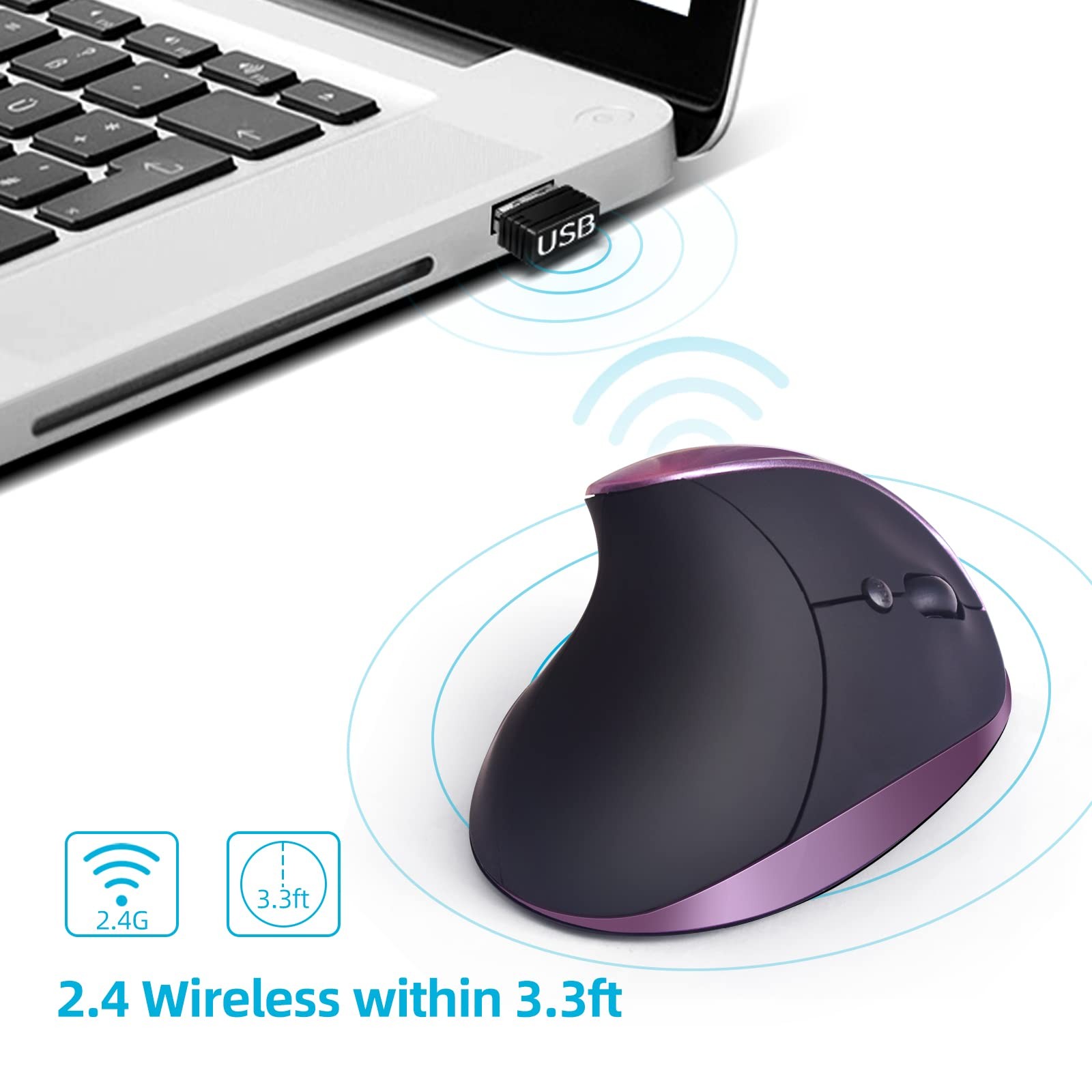 Ergonomic Mouse Wireless, Vertical Mouse Right Handed Small Mouse with 6 Butt...