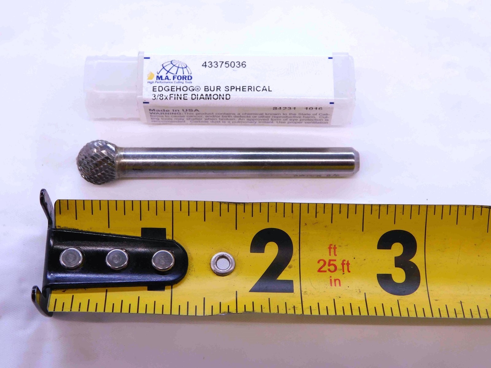 NEW M.A FORD EDGEHOG SPHERICAL BUR 3/8 X FINE DIAMOND MADE IN USA 43375036