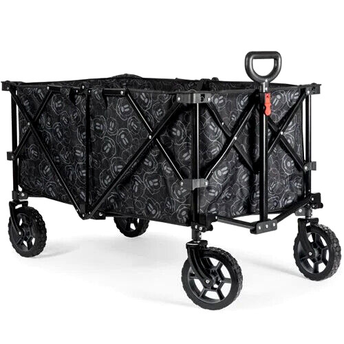 Disney Mickey Mouse Face Allover Pull-Along Big XL Black Wagon New