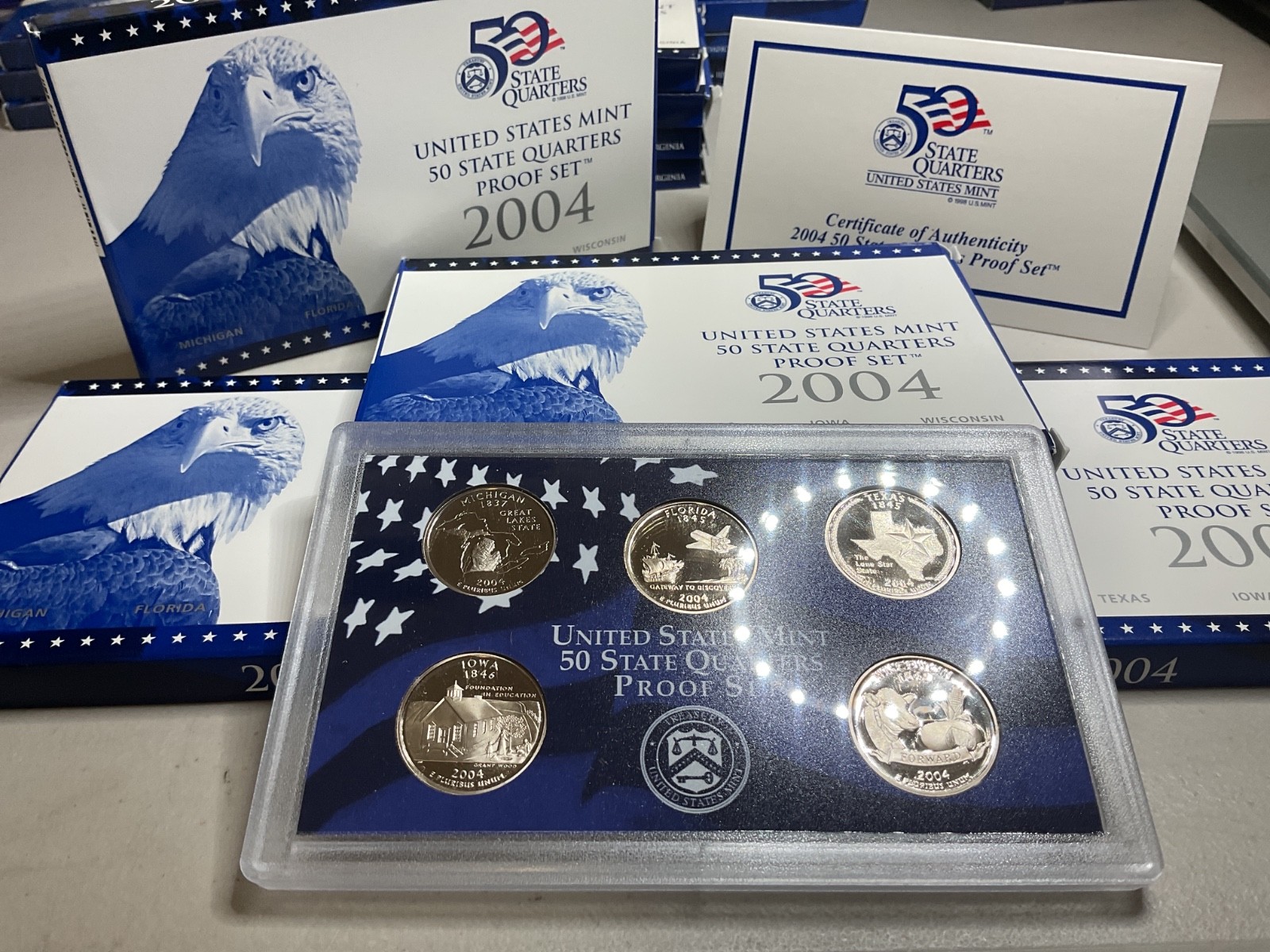 2004 United States Mint 50 State Quarters Proof Set w/OGP & COA, 4 sets avail…