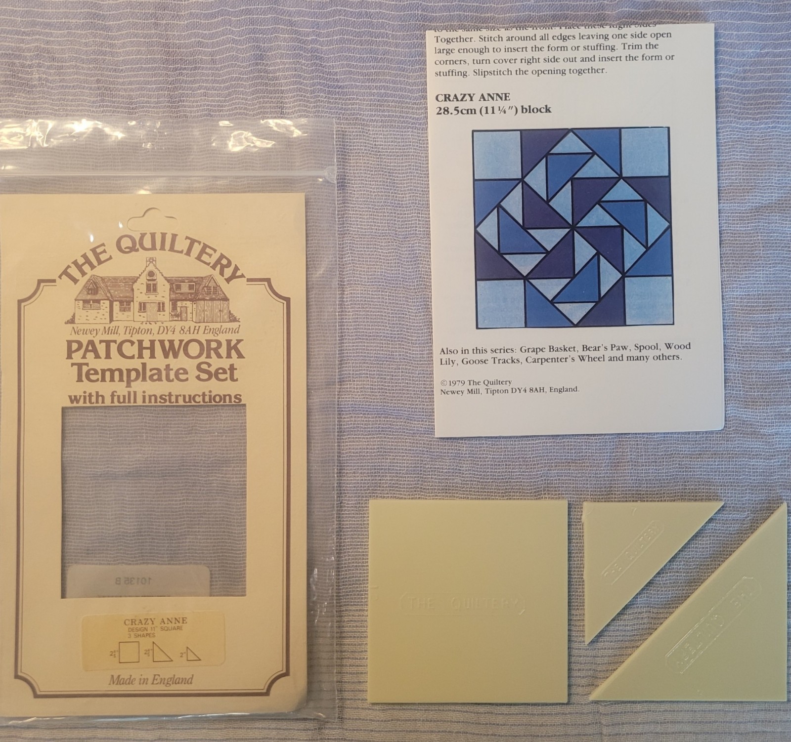 VTG Quilting Template Set w/ Full Instructions- Crazy Anne -Made in England