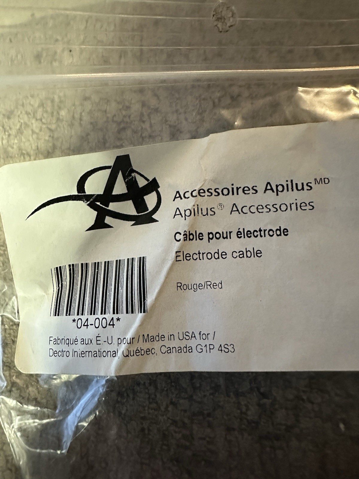 Apilus Accessory Red Electrode Cable for Jr Model