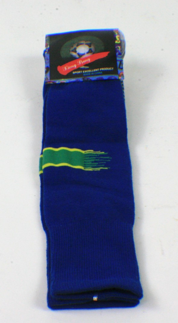Xiong Bang Sport Soccer Athletic Socks Blue w/ Green Logo Below the Knee NEW