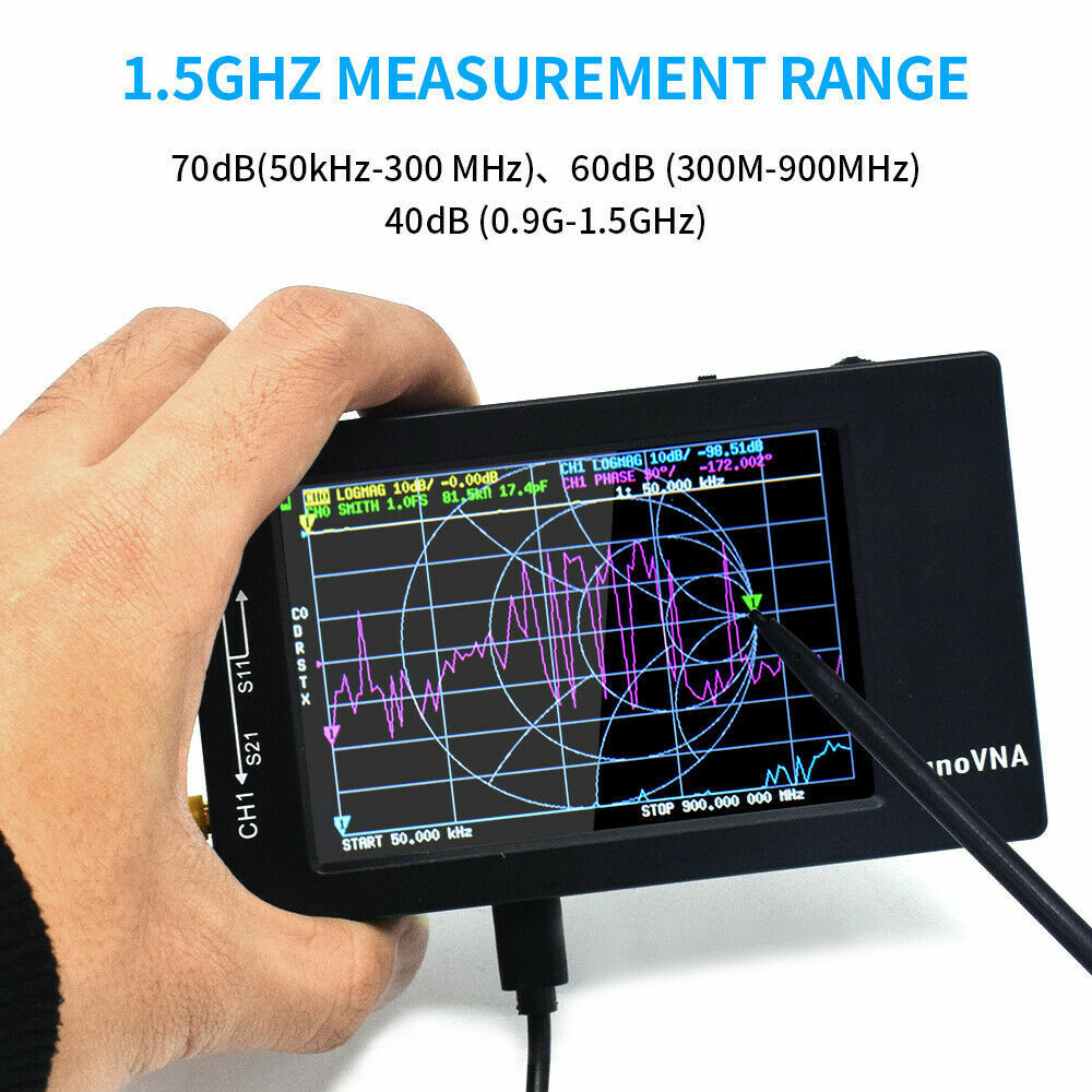 Tiny Antenna Analyzer USB 4'' LCD Touch Screen w/1950mAh Battery 50KHz-1.5GHz