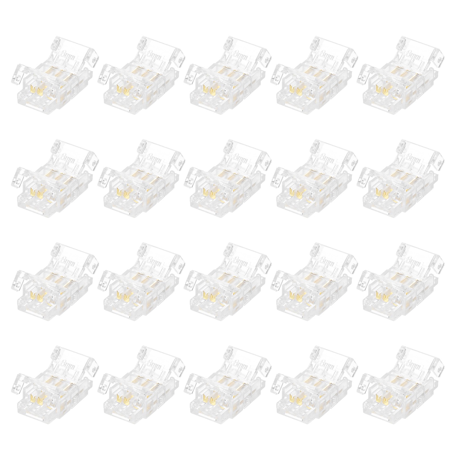 20 Pcs LED Strip Connector 3 Pin 8mm Solderless LED Connectors for Strip Lights