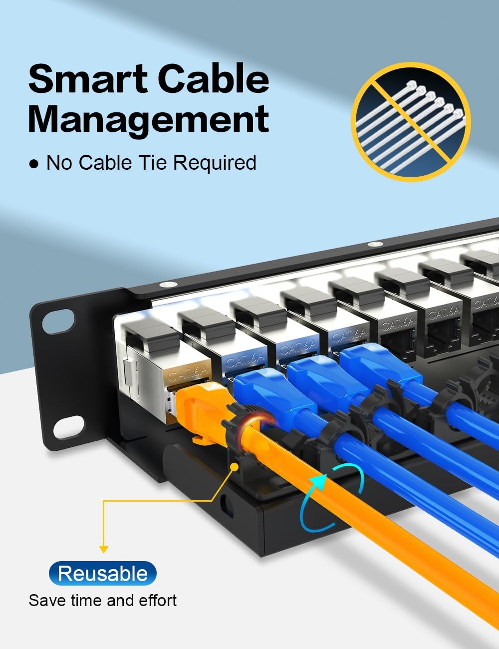 12 Port Keystone Patch Panel CAT6a Rackmount Wall Mount 1U 10 Inch Network