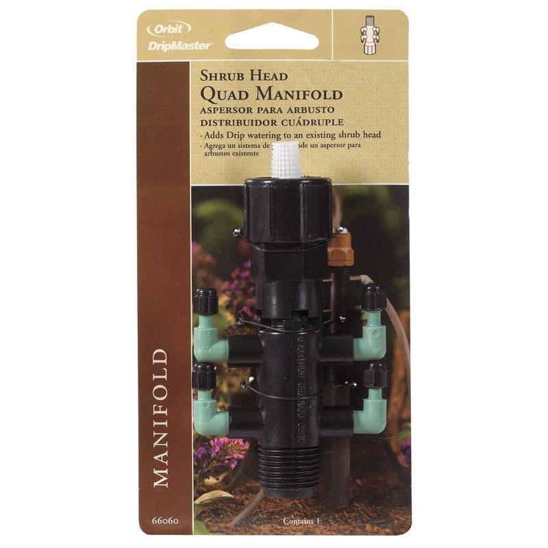 Orbit 67060 4-Port Full-Flow Shrub Head Manifold Adapter (4) 1/4 Barb in.