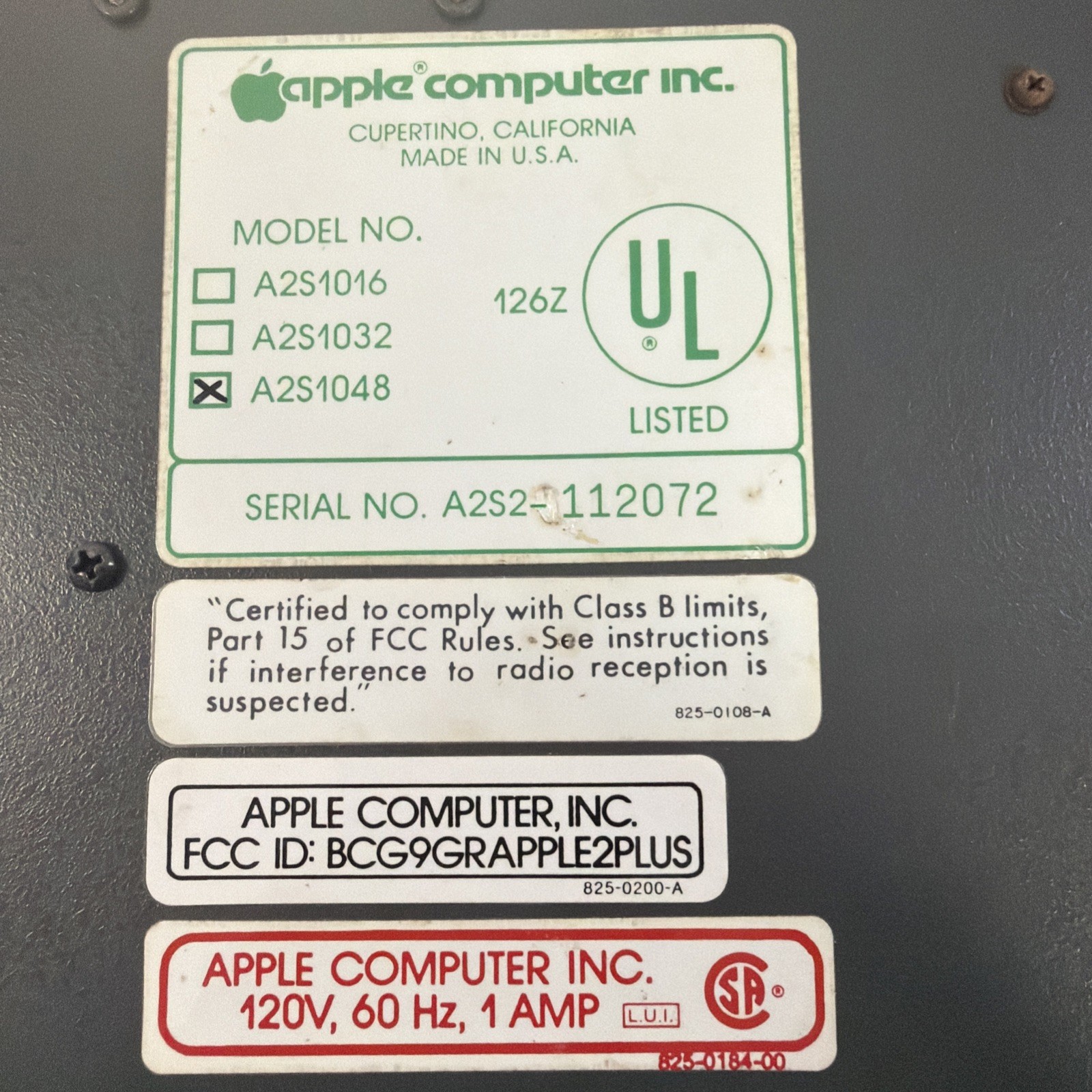 Early Model Apple II Plus Model A2S1048 AS IS FOR PARTS