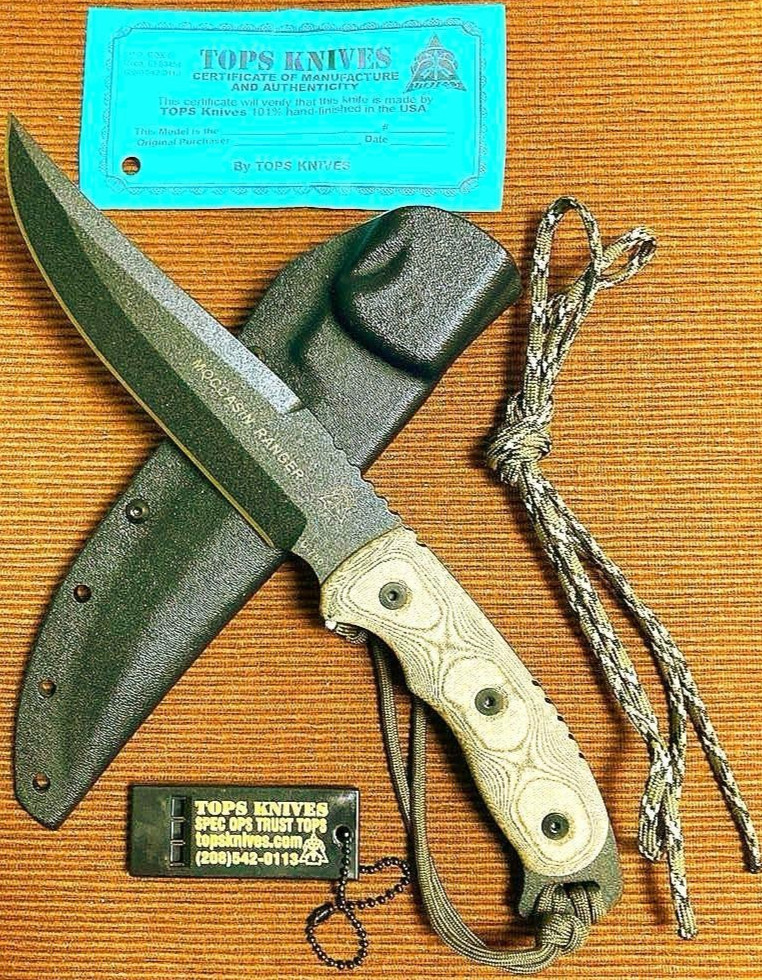 New TOPS Moccasin Ranger Full Tang Survival Knife Rare Tactical Outdoor USA