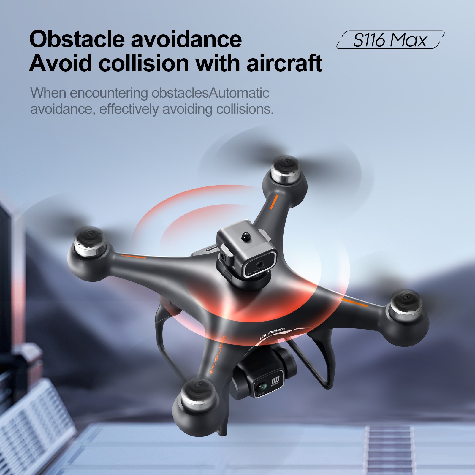 S116 GPS Drone with Screen Controller, Two-Batteries, Brushless Motor, Altitude