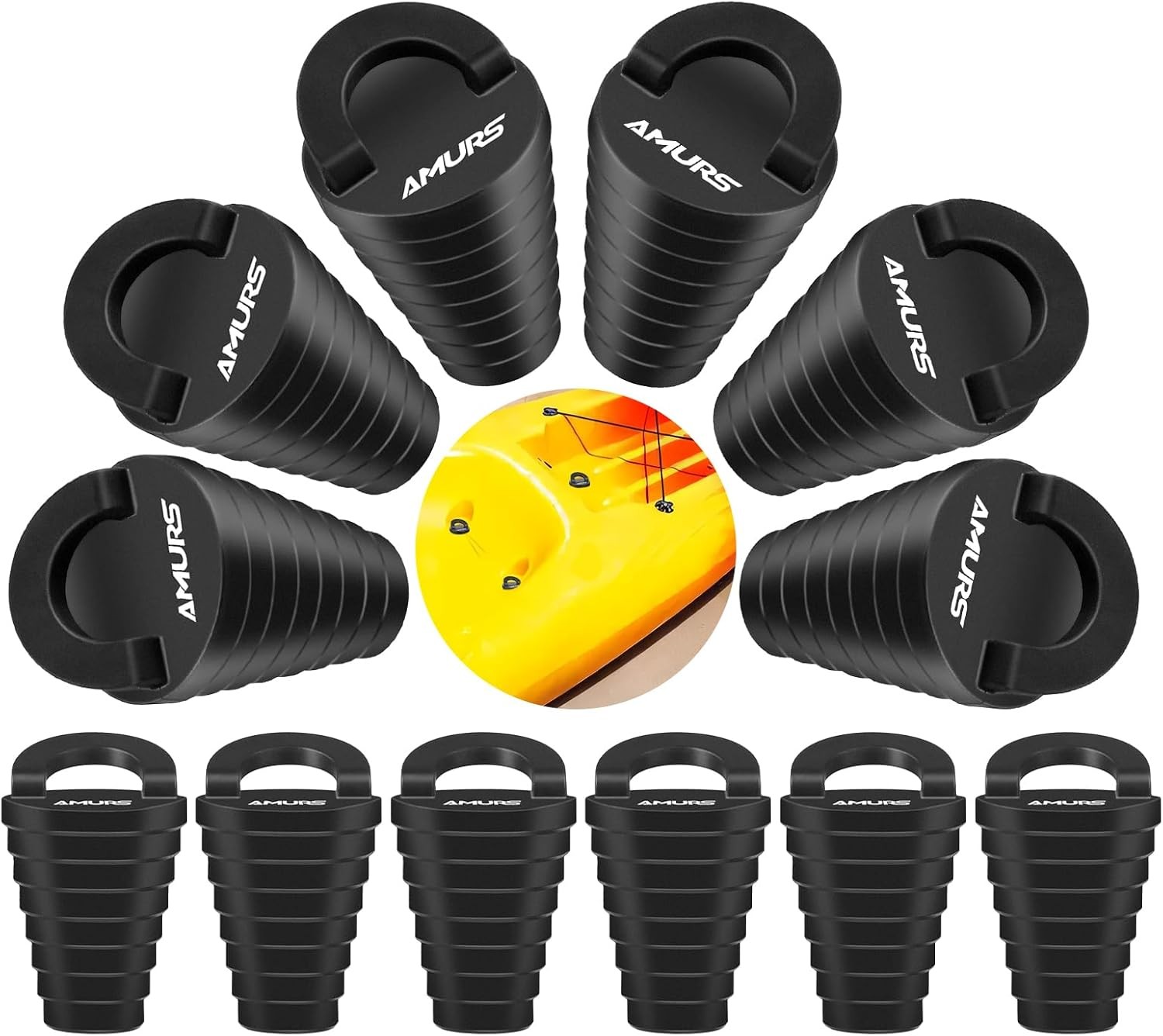 Small Kayak Scupper Plugs Kits Drain Holes Stopper Small, Black