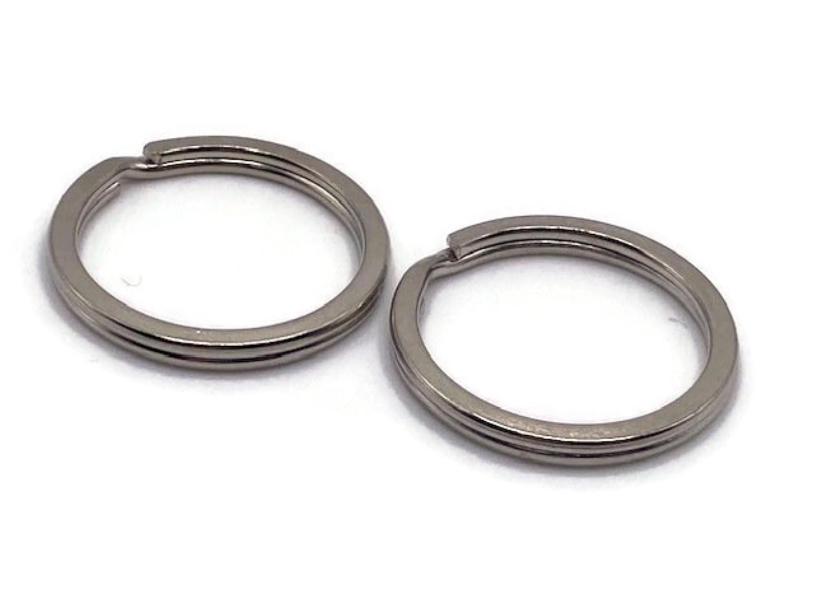 Two Piece Bundle 1 Inch Nickle Plated Flat Split Ring Key Rings Key Holders