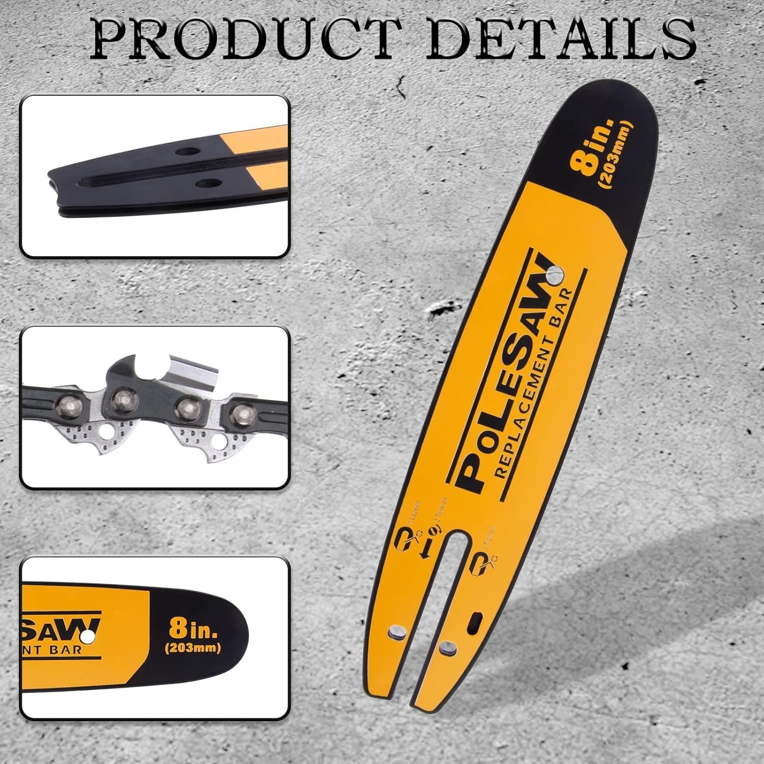 8-Inch Pole Saw Replacement Bar and Chain Combo, Guide Bar DWZCSB8, Compatible w