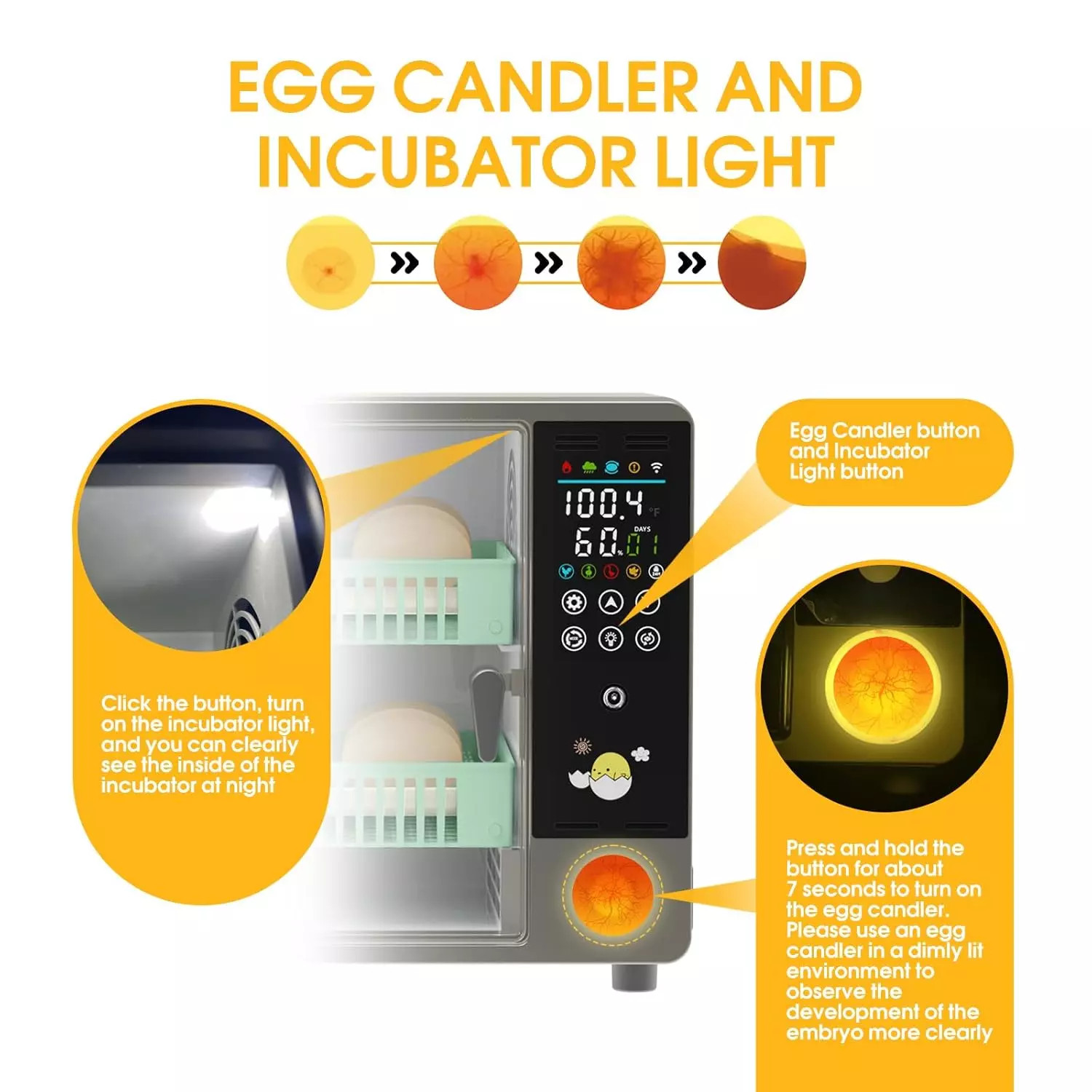24 Eggs Incubator For Hatching Eggs with Automatic Egg Turning and Humid Brooder