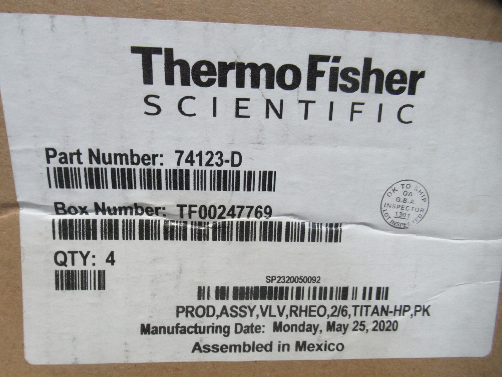 Thermo Scientific Dionex AS-AP Autosampler Valve Assy Kit 074123 74123 *Sealed*