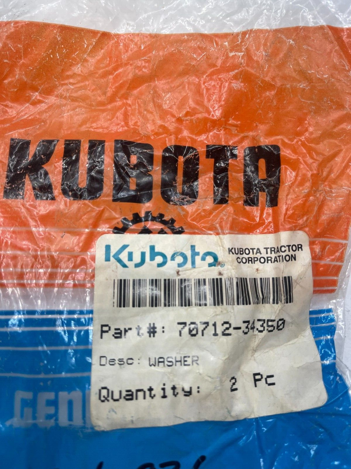 Kubota washer part# 70712-34350 for rotary mowers models G3200 G5200H G4200