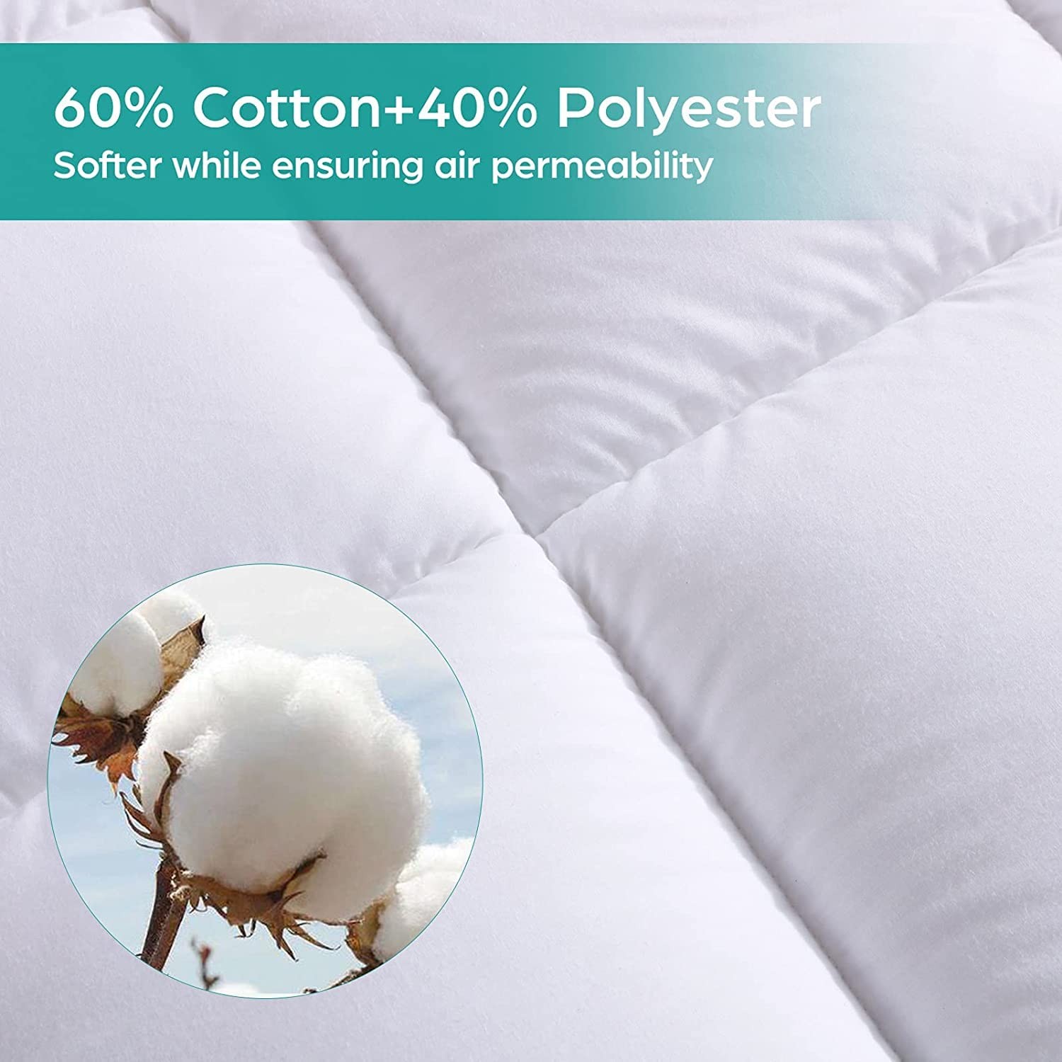 WhatsBedding Cotton Waterproof Mattress Pad Queen Queen, White-waterproof