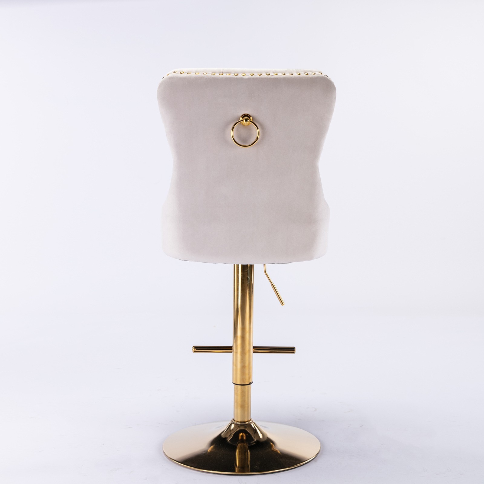 A&A Furniture Golden Swivel Velvet Barstools - Adjustable (27-35"), Tufted