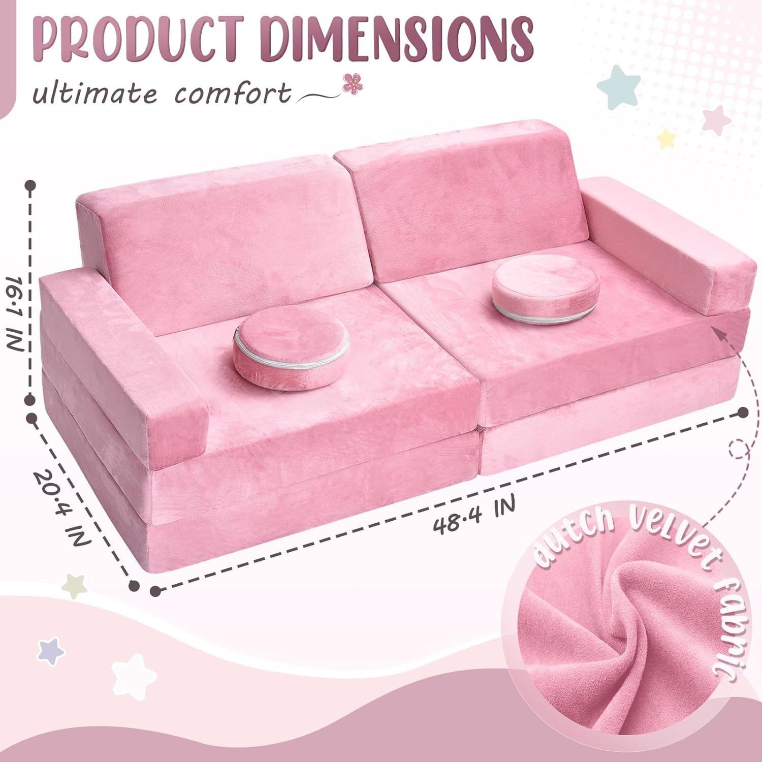 10Pcs Kids Play Couch,Toddler Sofa,Modular Kids Couch Playing Creativing
