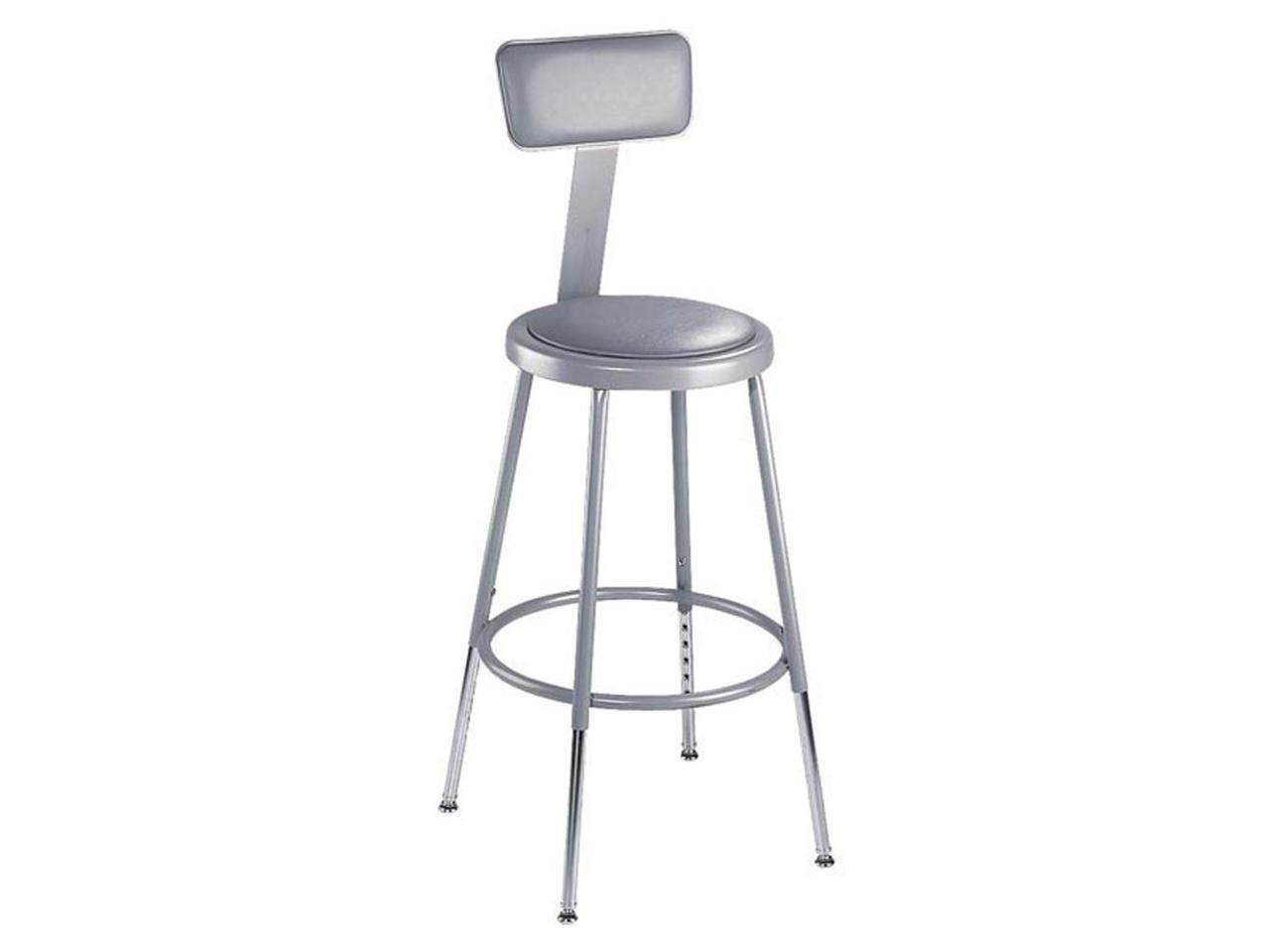 NPS 6430HB Height Adjustable Heavy Duty Padded Stool with Backrest - Supports 30