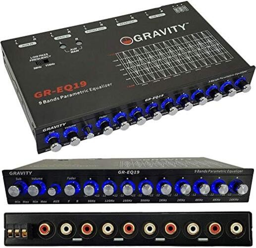 Gravity EQ19 1/2 Din 9 Equalization Bands Band Car Audio Equalizer EQ Front,