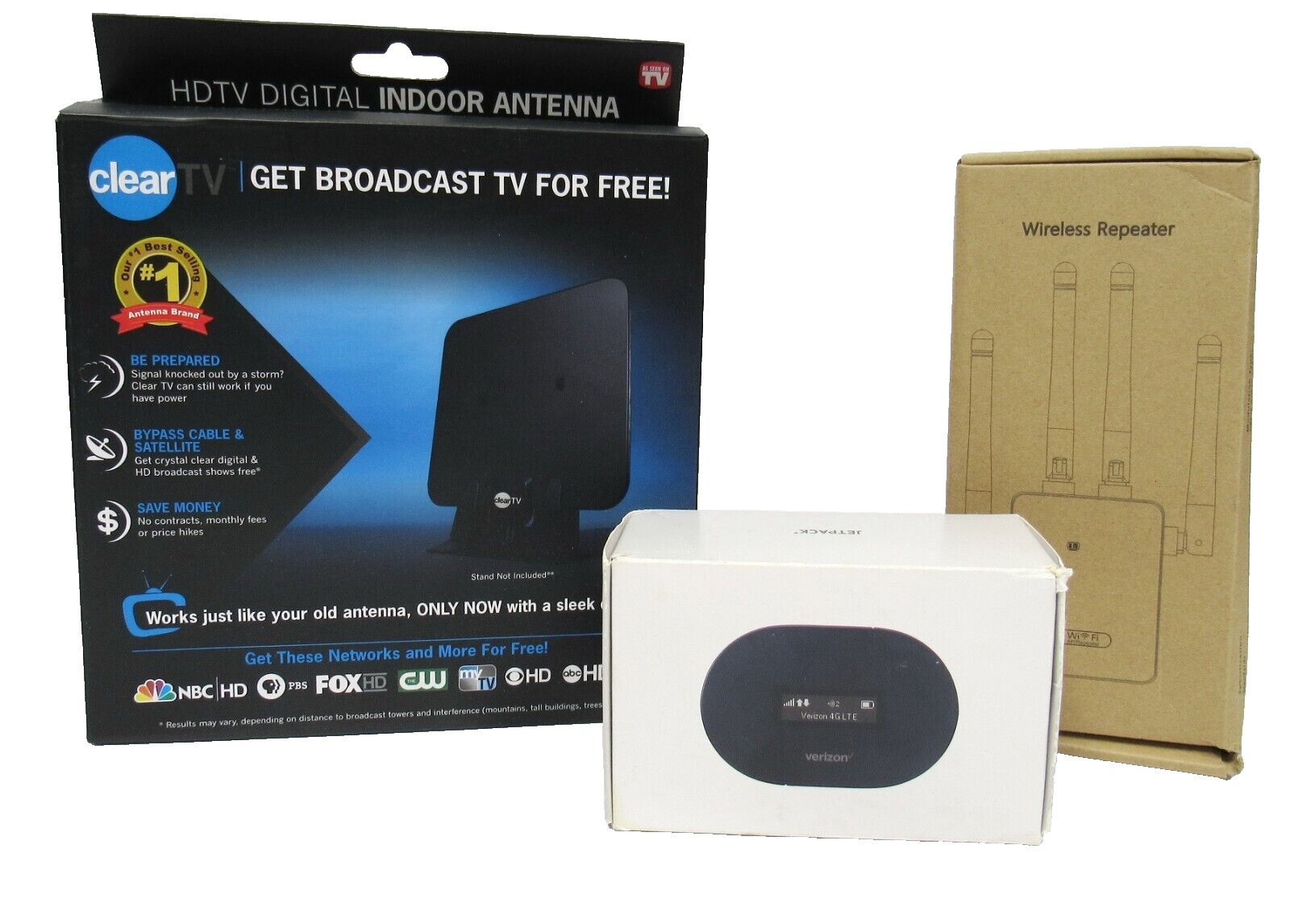 WIFI WIRELESS REPEATER ZJQ-1 VERIZON JETPACK HDTV INDOOR DIGITAL ANTENNA LOT