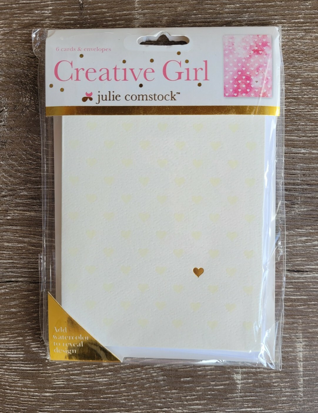 New Julie Comstock Creative Girl Card/Envelope Set Watercolor Makes 6