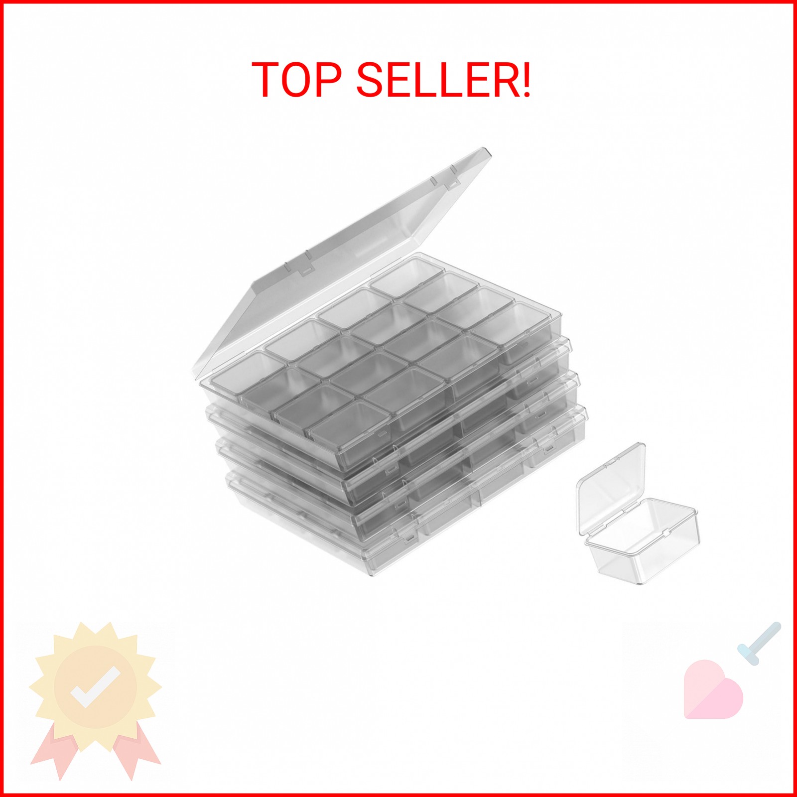 HDZXLLW Bead Organizer - 32-Compartment Clear Plastic Craft Organizers and Stora