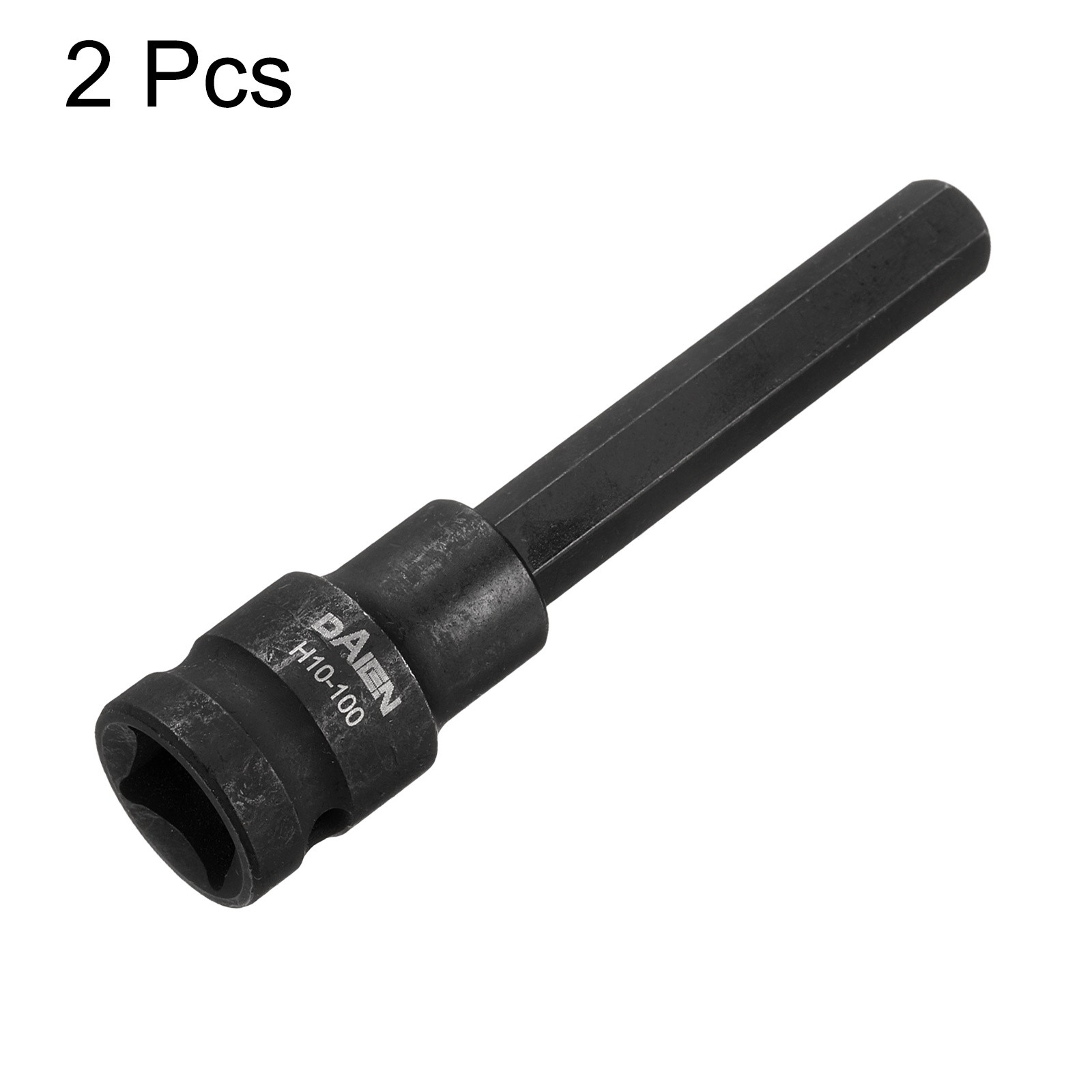 2pcs H10 Hex Bit Socket 100mm Length 1/2" Square Metric Impact Bit Black,