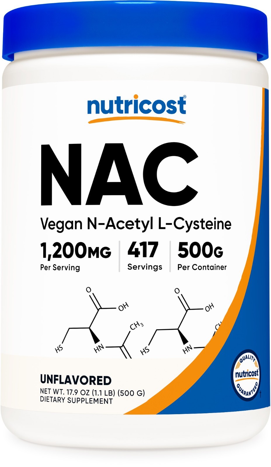 Nutricost N-Acetyl Cysteine (NAC) Powder 500 Grams - Non-GMO, Gluten Free