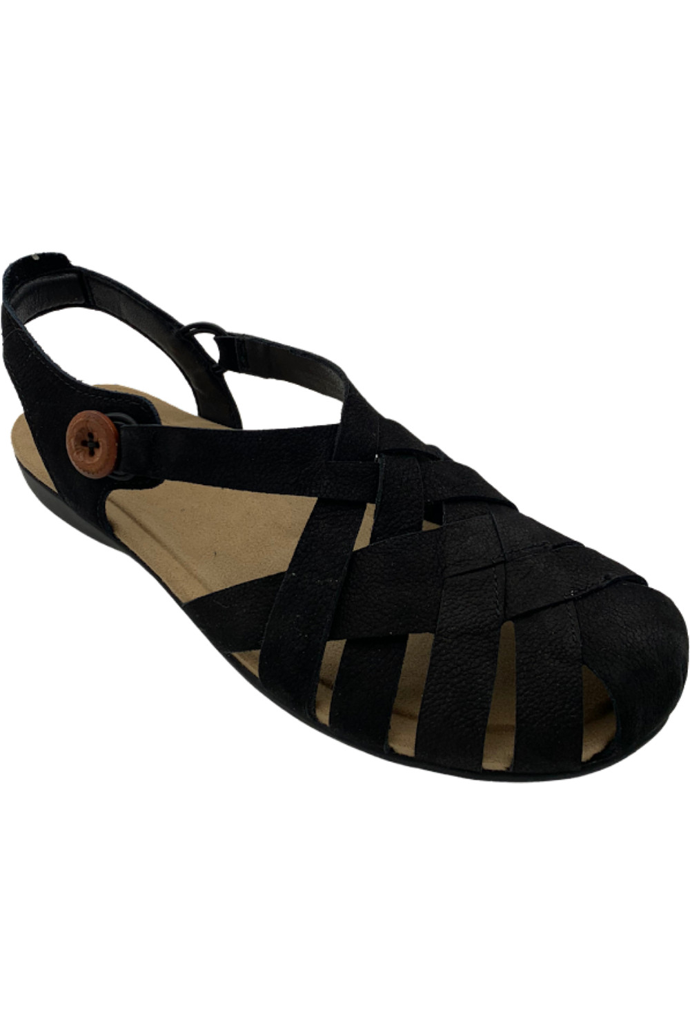 Earth Leather Fisherman Sandals Belita Black