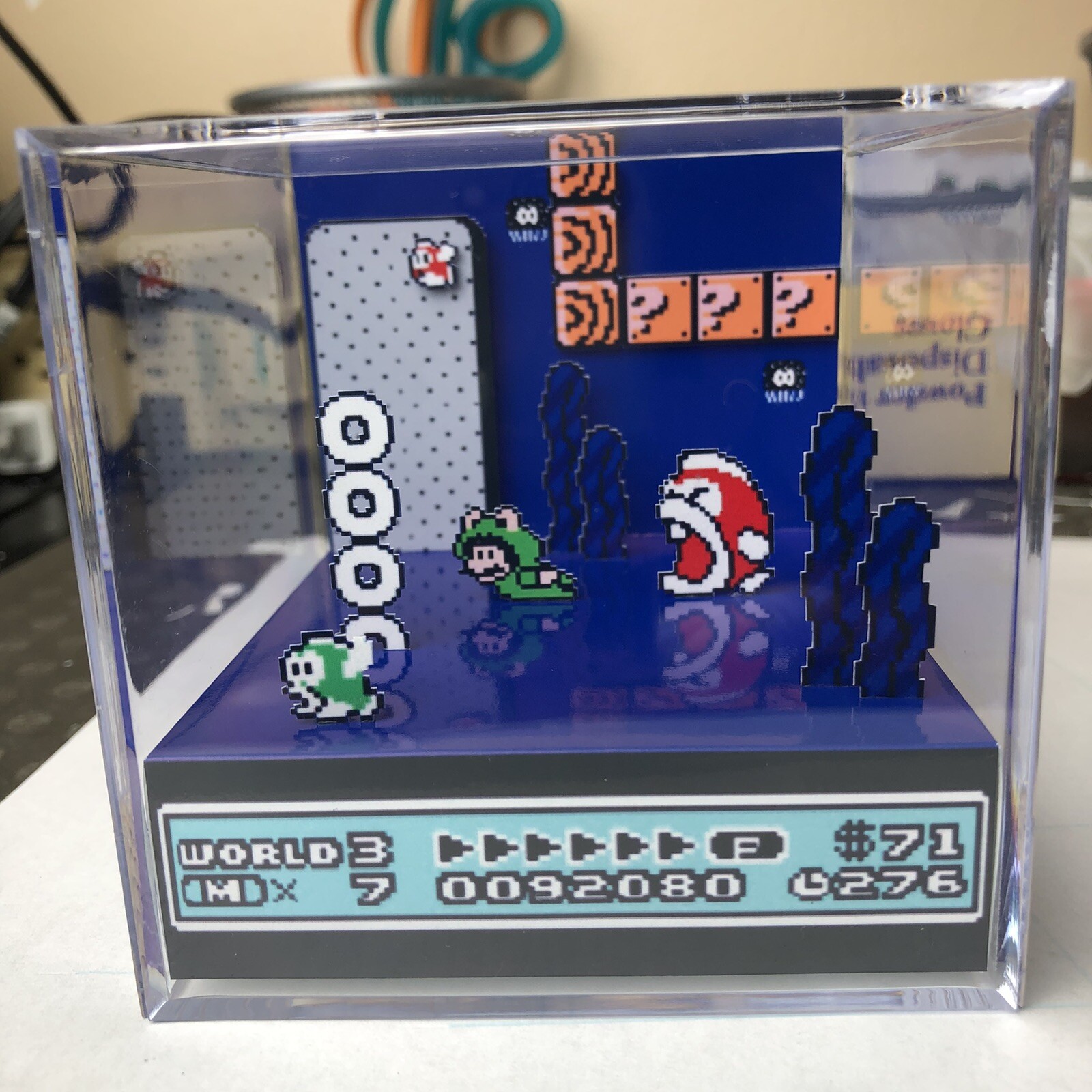 Super Mario Bros 3 3D Cube Handmade Diorama - Shadowbox - Nintendo NES - Fanart