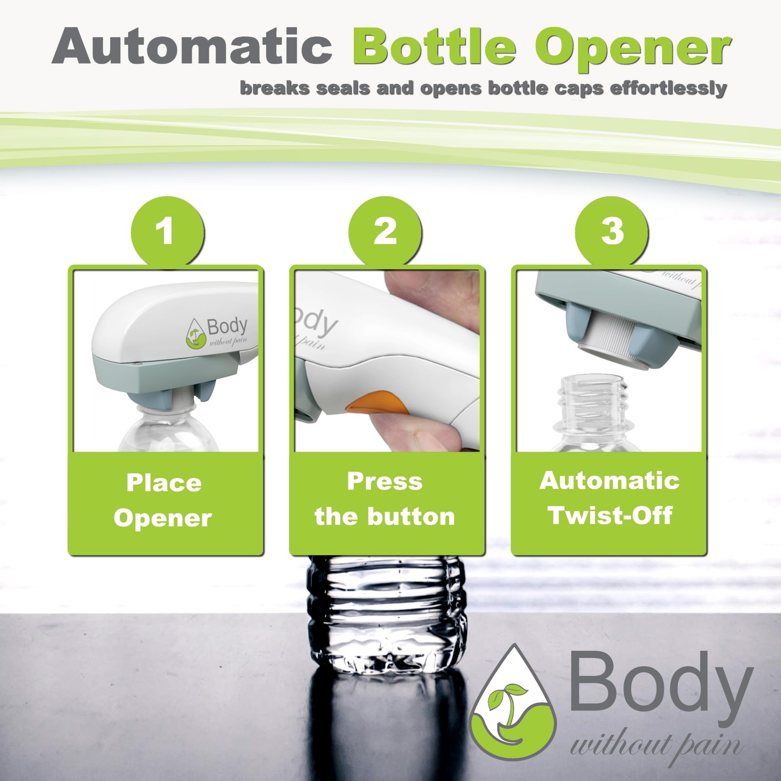 Electric Bottle Opener for Seniors - Automatic Solution standard, White