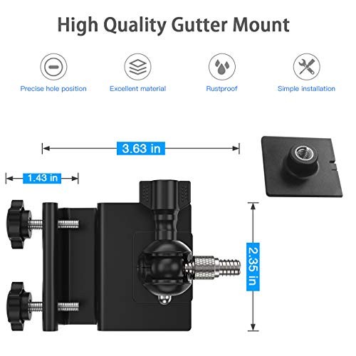 HOLACA Weatherproof Gutter Mount for Ring Solar Panel- Adjustable Black