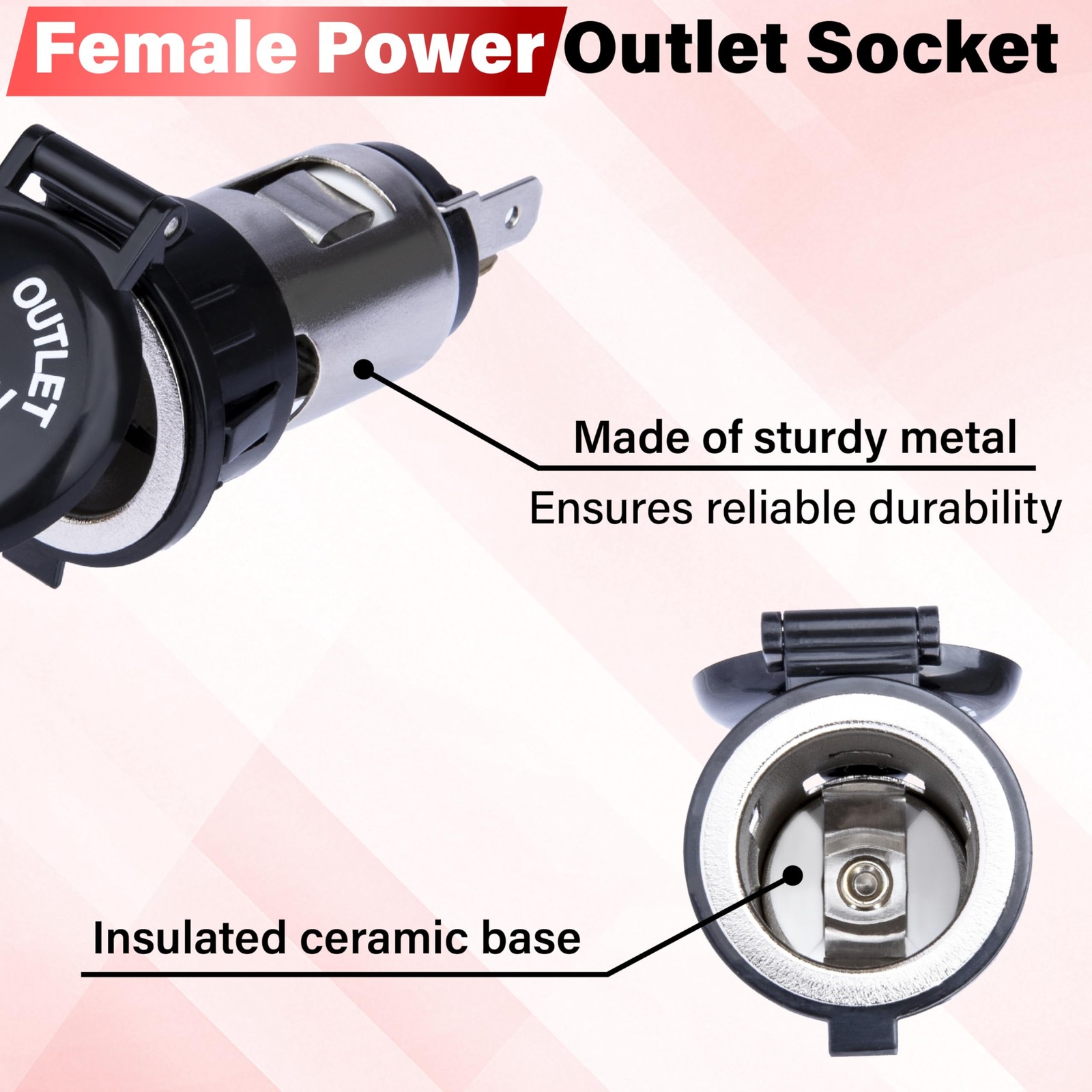 2 PCS Car Cigarette Lighter Socket, Replacement